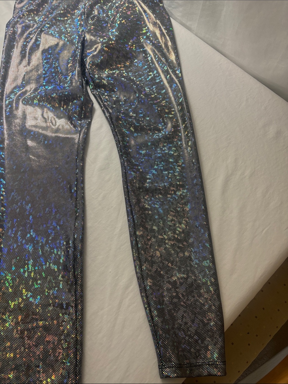 Holographic Metallic Silver Leggings for Women Revolvor
